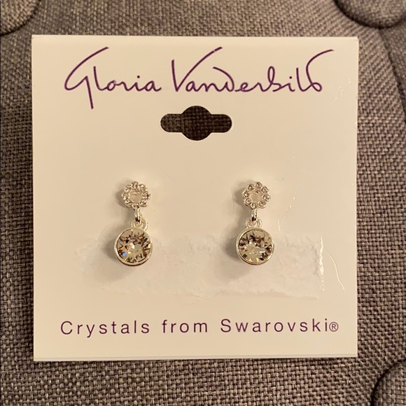 Gloria vanderbilt crystal from swarovski earrings - Picture 3 of 4